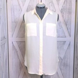 Talbots Ivory Sleeveless Blouse Medium